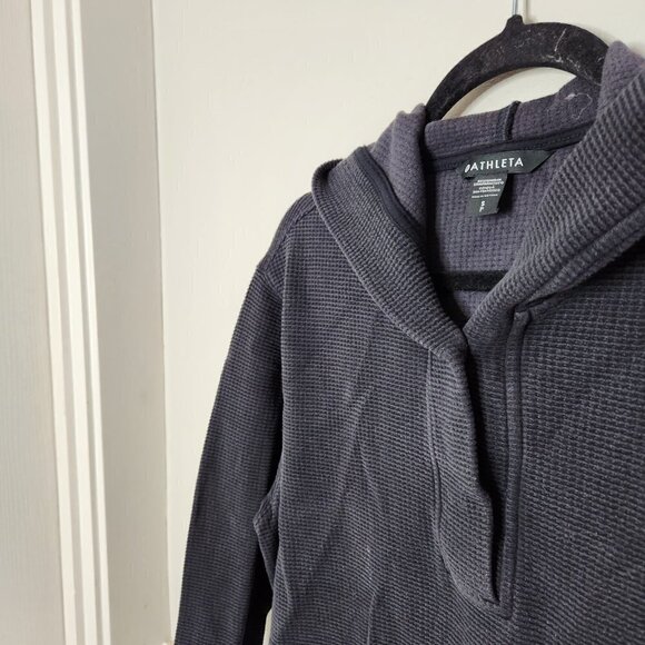 ATHLETA Coaster Luxe Waffle Hoodie Oversized Cozy Tunic Black - Picture 3 of 8